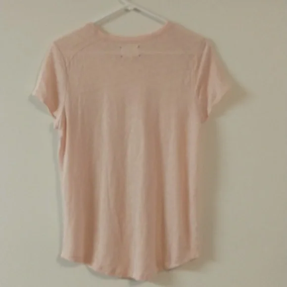 Lou & Grey 100% Linen Blush Peach Color Short Sleeve Tee Small - Picture 2 of 5